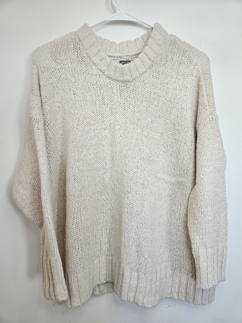 ​Aerie Cream Oversized Knit Sweater Crewneck Top XS🔥